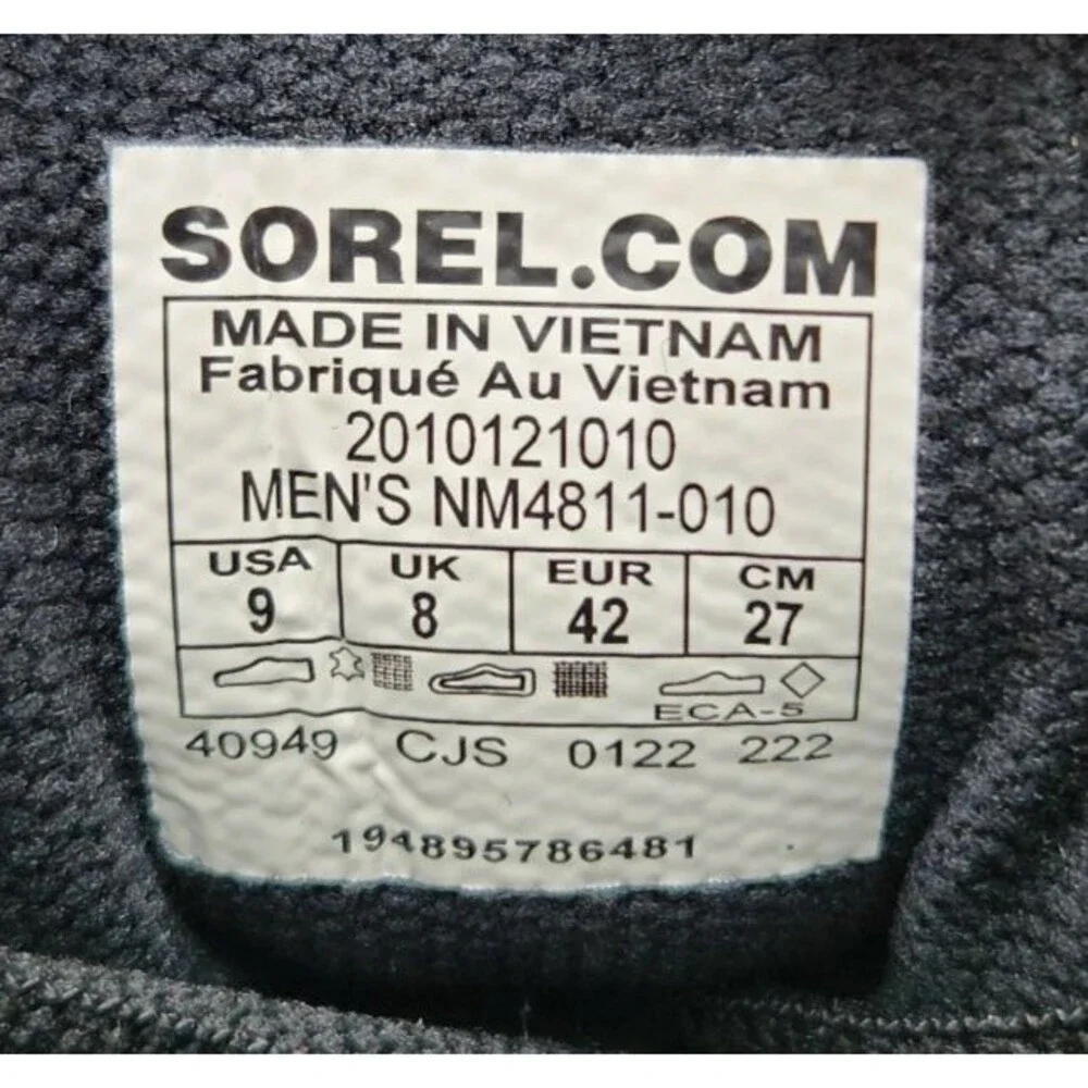 Sorel Explorer Sneaker Mid WP Boots Mens Size 9 Black White Waterproof Insulated